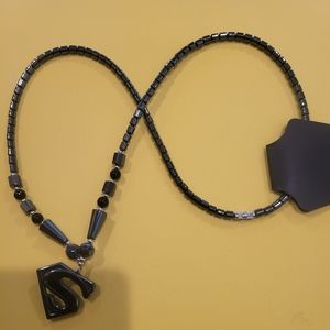 Hematite beaded Superman necklace I hope you love it!!
